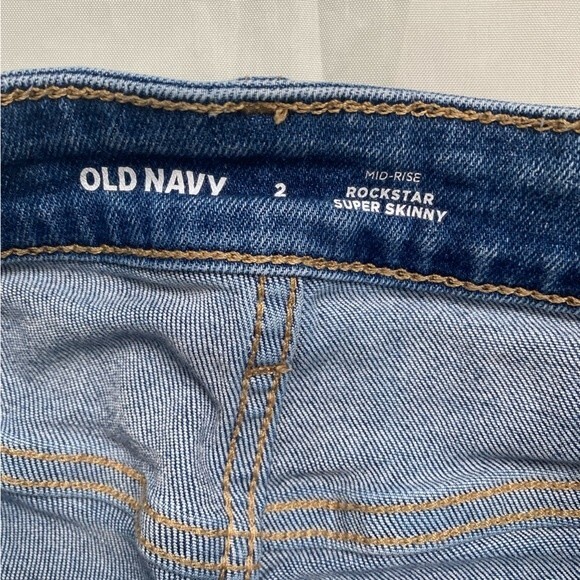 Old Navy Jeans Rockstar Super Skinny Distressed Mid Rise Sz 2 - Picture 7 of 11